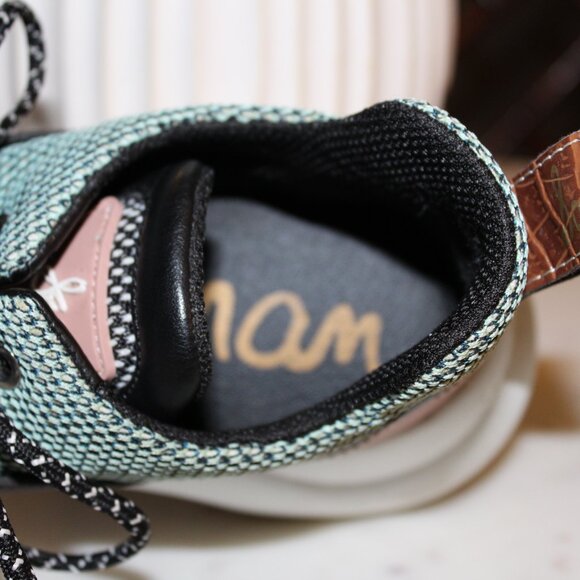 SAM EDELMAN MEENA SNEAKER SHOES US SIZE 6.5 GREEN BLACK WHITE - Picture 8 of 13